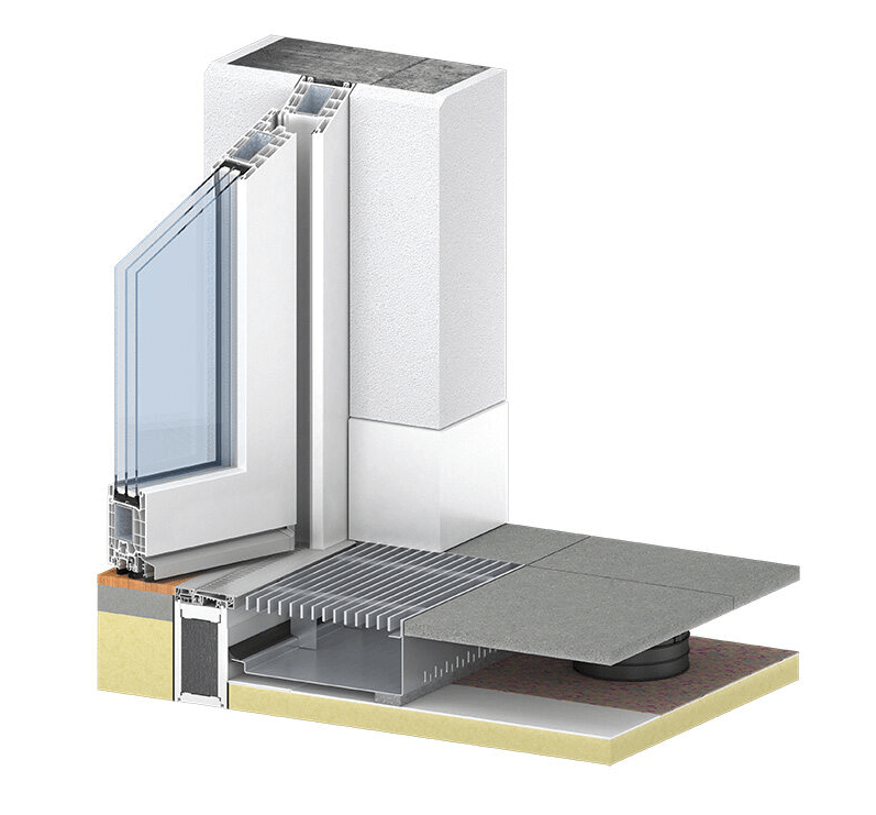 Esquema de instalación de la puerta Kömmerling 76 Puerta