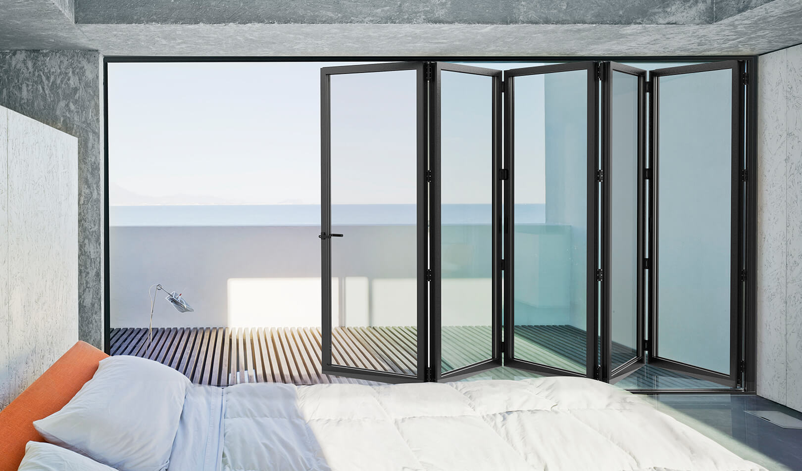 Sistema Cortizo Bi-Fold completamente abierto