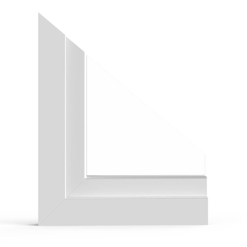 Esquina del perfil del marco Rehau Synego