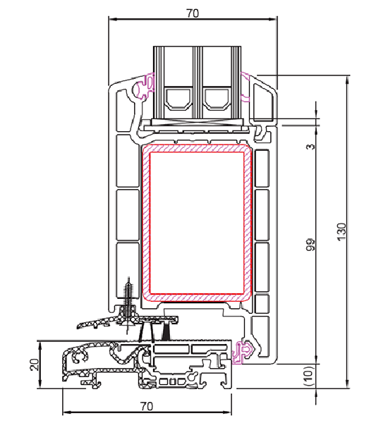 Plano del perfil Veka Softline
