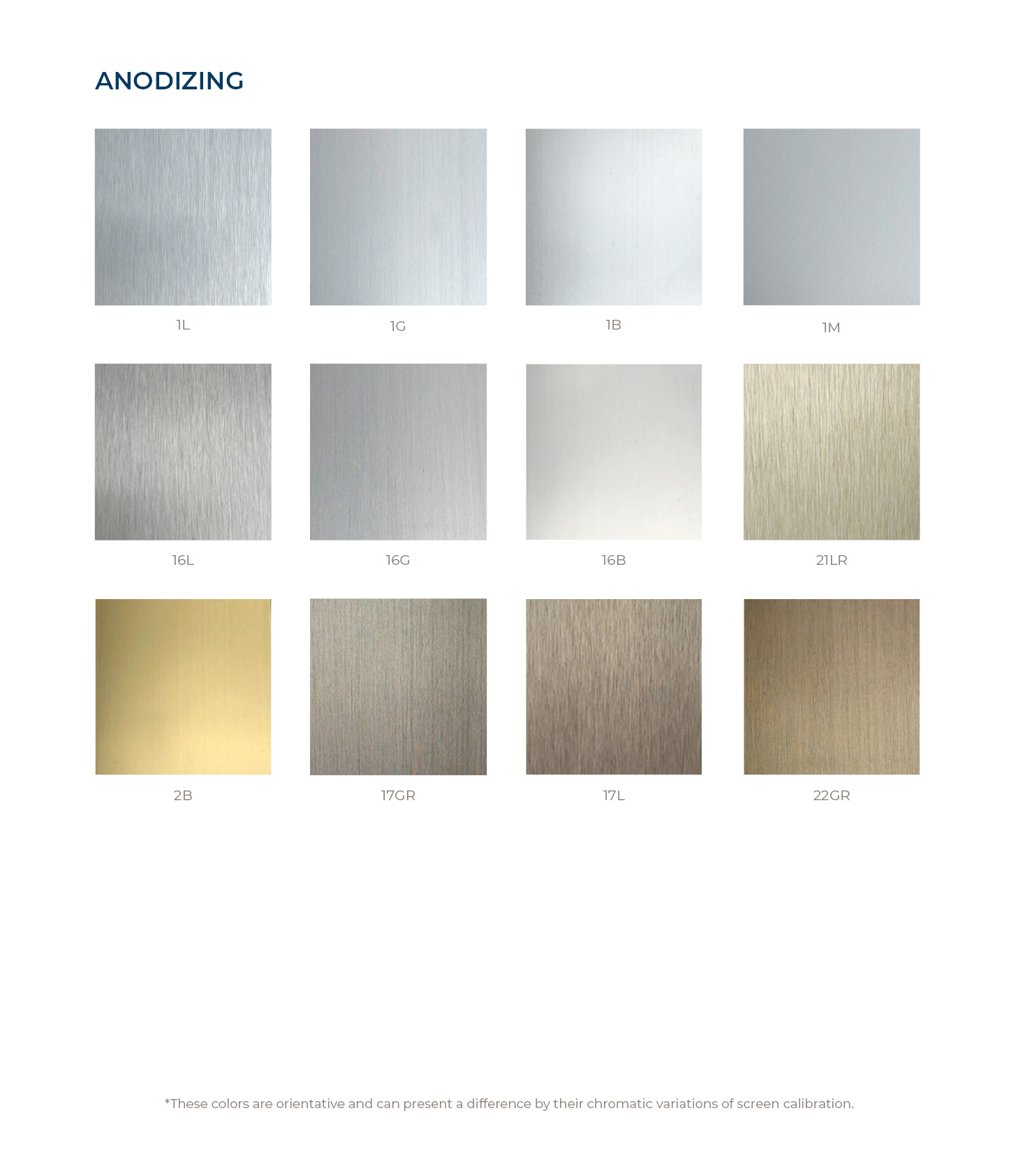 Paleta de colores metálicos Cortizo