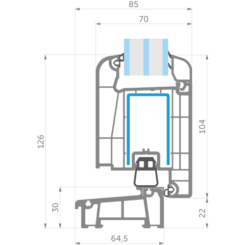 WDS Door 70. Plano del perfil.