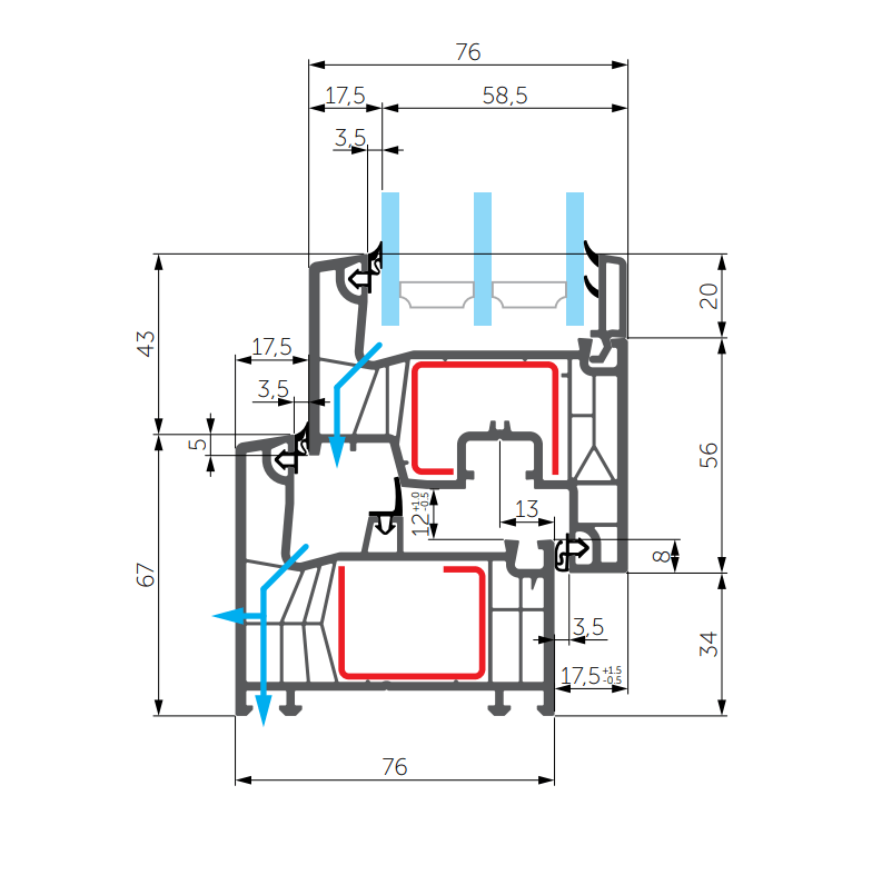 Plano de la puerta WDS Door 76